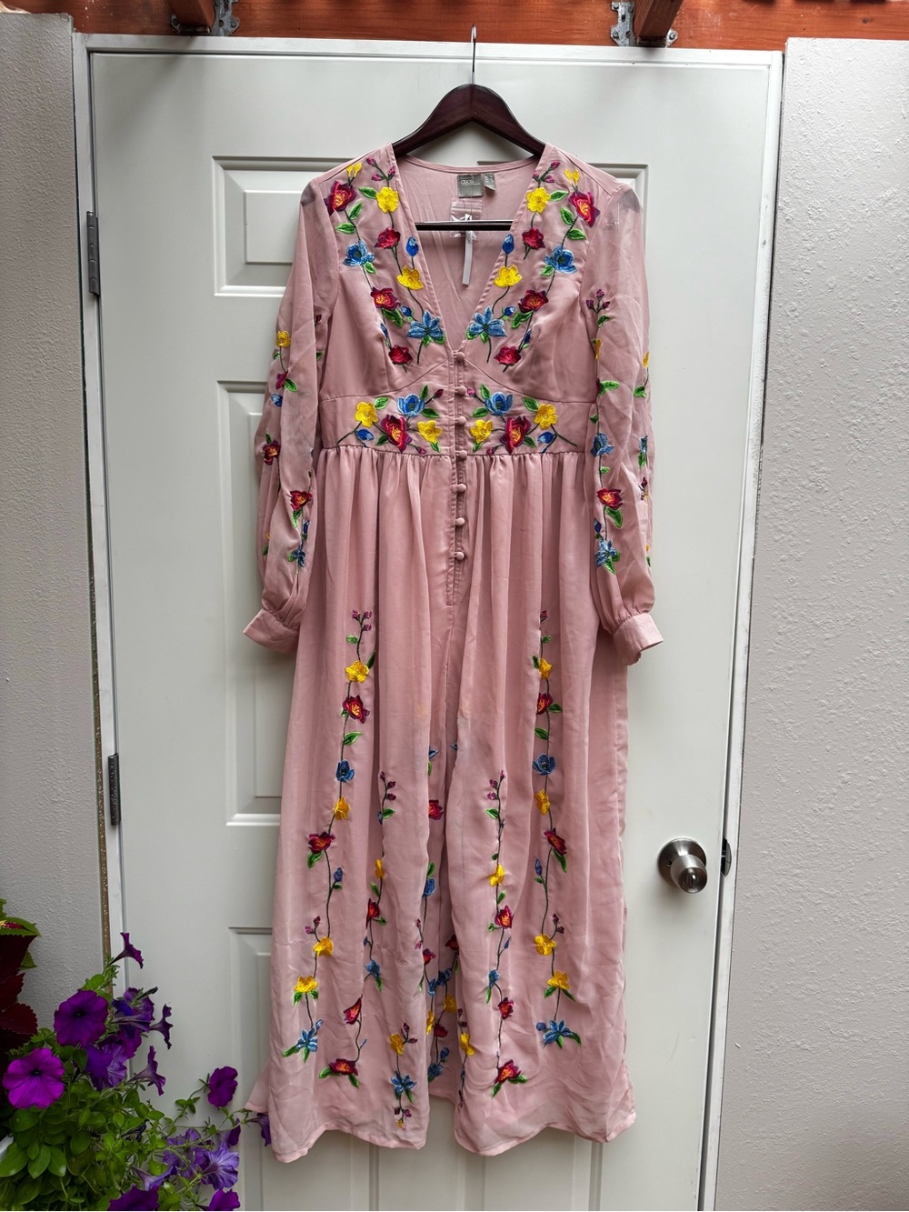 Brand New ASOS Embroidered Pink Floral Maxi Dress